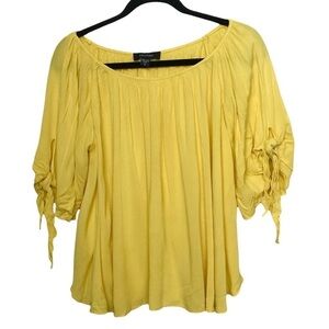 Karen Kane Yellow Oversized Tie Sleeve Flowy Blouse Small